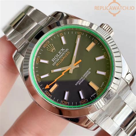 rolex milgauss verde replica|rolex milgauss 116400 white dial.